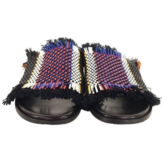 Proenza Schouler Woven Raffia Fringe Slides Size 38 US 7.5 Women's Sandals $595 - Picture 4 of 13